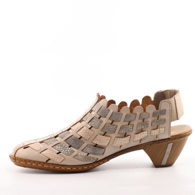 Фотография 3 Женские босоножки на низком каблуке RIEKER 46778-64 beige