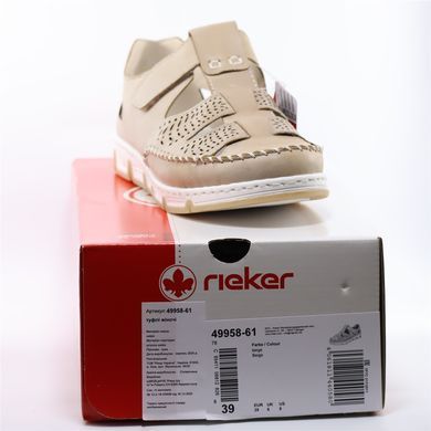 Фотографія 7 Жіночі літні туфлі з перфорацією RIEKER 49958-61 beige