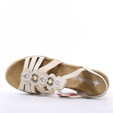 Фотографія 5 Жіночі босоніжки на танкетці RIEKER 619B2-60 beige
