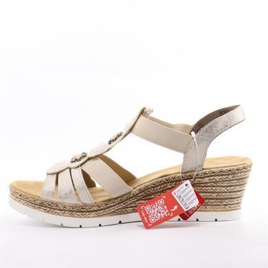 Фотографія 3 Жіночі босоніжки на танкетці RIEKER 619B2-60 beige