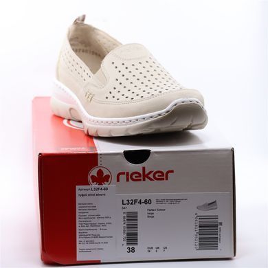 Фотография 7 Женские летние туфли с перфорацией RIEKER L32F4-60 beige