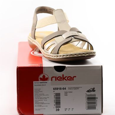 Фотографія 7 Жіночі босоніжки на низькому ходу RIEKER 65918-64 beige