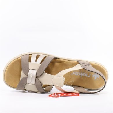 Фотографія 5 Жіночі босоніжки на низькому ходу RIEKER 65918-64 beige