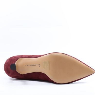 Фотографія 6 Жіночі туфлі на низьких підборах BRAVO MODA 0403 bordo zamsz