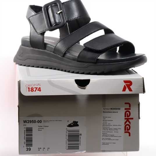 RIEKER W2950-00 black: Жіночі босоніжки на танкетці - 2 625 грн