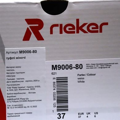 Фотографія 10 Кросівки жіночі RIEKER M9006-80 white