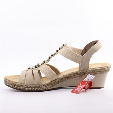Фотографія 3 Жіночі босоніжки на танкетці RIEKER V2451-62 beige