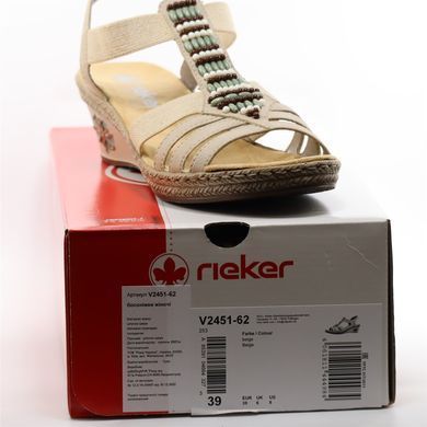 Фотографія 7 Жіночі босоніжки на танкетці RIEKER V2451-62 beige