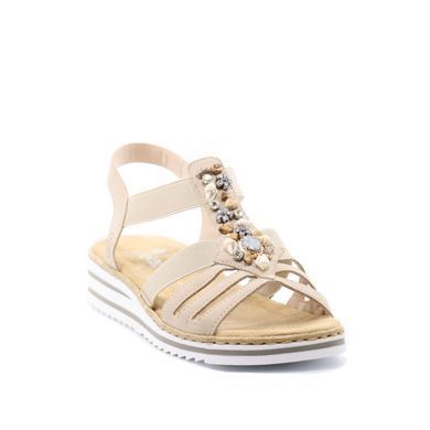 Фотографія 2 Жіночі босоніжки на танкетці RIEKER V0649-62 beige