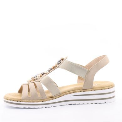 Фотографія 4 Жіночі босоніжки на танкетці RIEKER V0649-62 beige