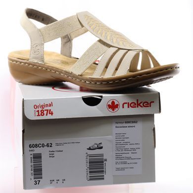 Фотографія 7 Жіночі босоніжки на низькому ходу RIEKER 608C0-62 beige
